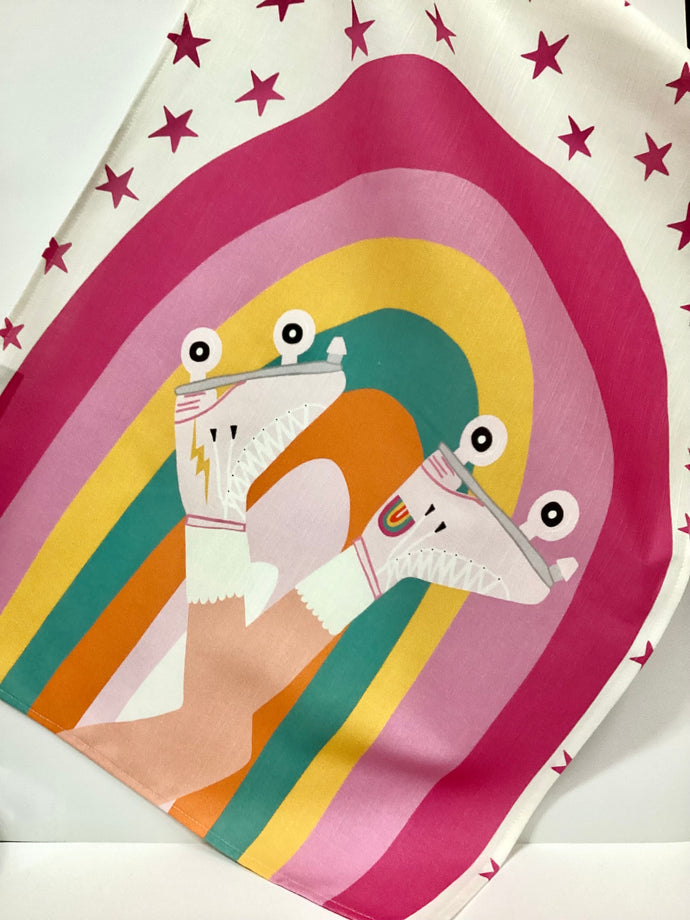 BOB HUB tea towel Sheree Coleman - Rainbows and Rollerskates