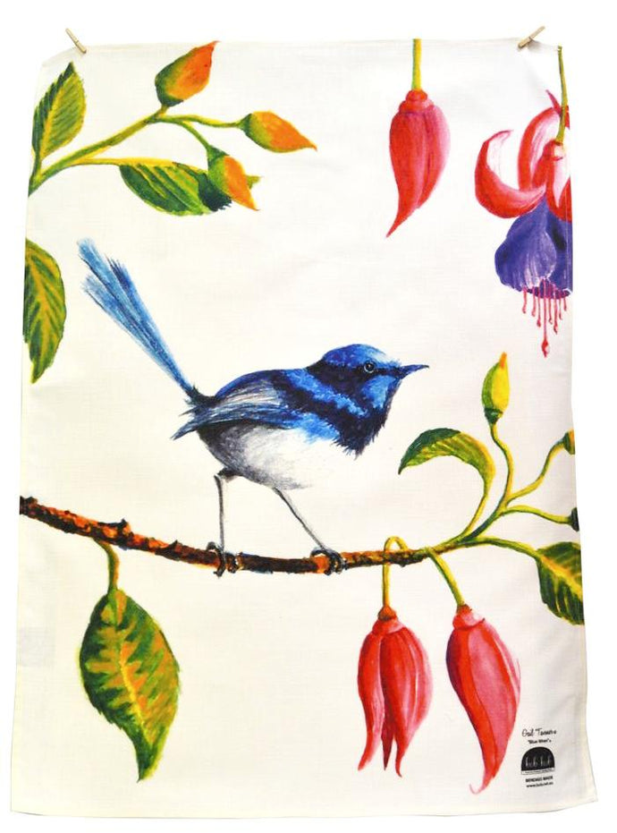 BOB HUB tea towel - Blue Wren