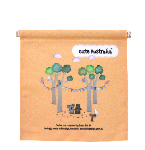 Cute Australia koala & wombat friends wall hanging
