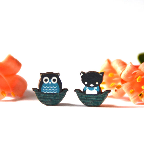 Sonia Brit studs - Owl & Pussy cat