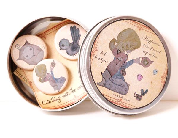 Tin badge set - Time for Tea
