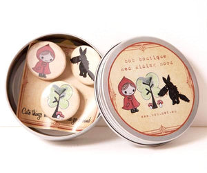 Tin badge set - Red Riding Hood