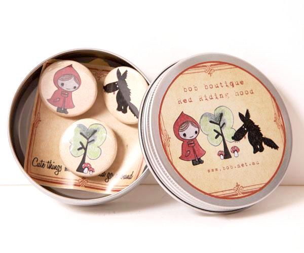 Tin badge set - Red Riding Hood